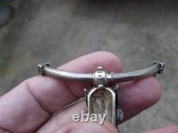 Ancien collier ras de cou en argent massif 925 pendentif tête de bélier