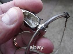 Ancien collier ras de cou en argent massif 925 pendentif tête de bélier