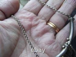 Ancien collier ras de cou en argent massif 925 pendentif tête de bélier