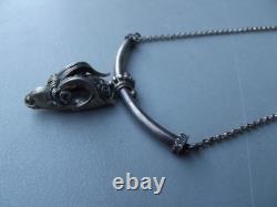 Ancien collier ras de cou en argent massif 925 pendentif tête de bélier