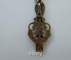 Ancien crochet de châtelaine en argent massif Mx116