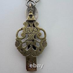 Ancien crochet de châtelaine en argent massif Mx116