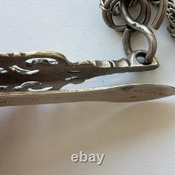 Ancien crochet de châtelaine en argent massif Mx116