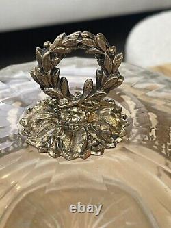 Ancien drageoir bonbonnière boite en cristal de Baccarat et argent massif