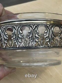Ancien drageoir bonbonnière boite en cristal de Baccarat et argent massif