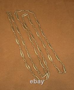 Ancien long collier sautoir en argent massif