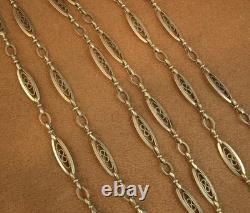 Ancien long collier sautoir en argent massif