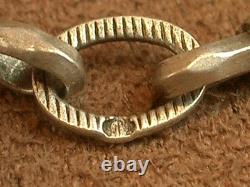 Ancien long collier sautoir en argent massif