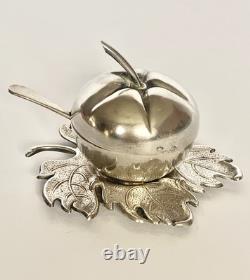Ancien moutardier en forme de pomme argent massif 925/1000 poids 59g