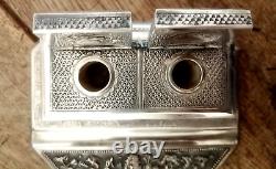 Ancien nécessaire 3 Pièces d'écriture en Argent Indochine complet RARE