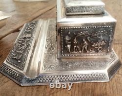 Ancien nécessaire 3 Pièces d'écriture en Argent Indochine complet RARE