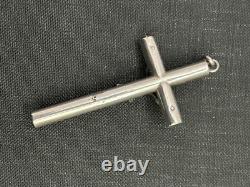 Ancien pendentif, croix religieuse, en argent massif, vintage