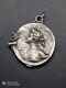 Ancien Pendentif, Miroir De Sac Art Nouveau Femme Signé Argent Massif Poinçonné
