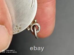 Ancien pendentif, miroir de sac art nouveau femme signé argent massif poinçonné