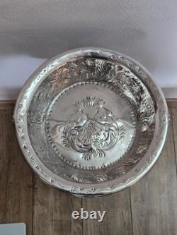 Ancien plat coupe corbeille métal argenté poinçon argent massif