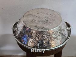 Ancien plat coupe corbeille métal argenté poinçon argent massif