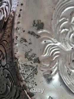 Ancien plat coupe corbeille métal argenté poinçon argent massif
