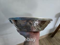 Ancien plat coupe corbeille métal argenté poinçon argent massif