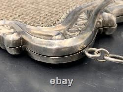 Ancien sac bourse aumônière en argent massif Art Nouveau c. 1900 148 g