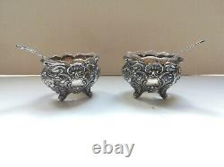Ancien salerons argent massif sterling silver poinçon minerve La Doucette XIX°