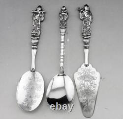 Ancien service à dessert à glace en argent massif chine ou vietnam poids 316.5 G