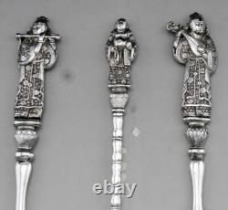 Ancien service à dessert à glace en argent massif chine ou vietnam poids 316.5 G