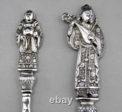 Ancien service à dessert à glace en argent massif chine ou vietnam poids 316.5 G