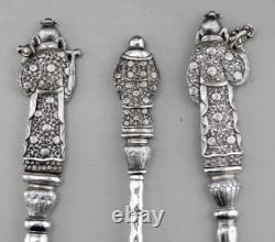 Ancien service à dessert à glace en argent massif chine ou vietnam poids 316.5 G