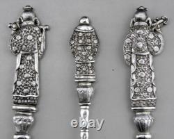 Ancien service à dessert à glace en argent massif chine ou vietnam poids 316.5 G
