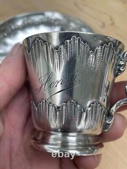 Ancien tasse et sous tasse en argent massif minerve 163 gr