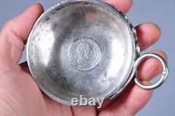 Ancien tastevin argent massif debut XIX antique silver wine cup coin