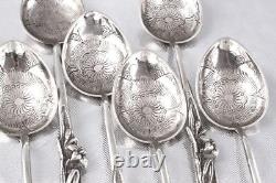 Ancienne 8 cuillères à dessert NAGASAKI JAPON ARGENT MASSIF fin 19ème Japonais