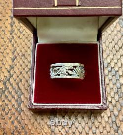 Ancienne Bague 1900 Argent Massif Entierement Ciselé Large