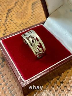 Ancienne Bague 1900 Argent Massif Entierement Ciselé Large