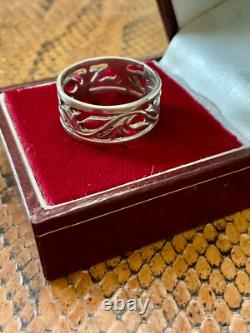 Ancienne Bague 1900 Argent Massif Entierement Ciselé Large