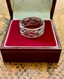 Ancienne Bague 1900 Argent Massif Entierement Ciselé Large
