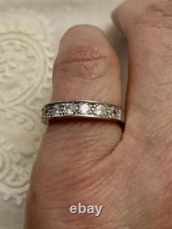 Ancienne Bague 1/2 Tour En Argent Massif, Topaze Blanche