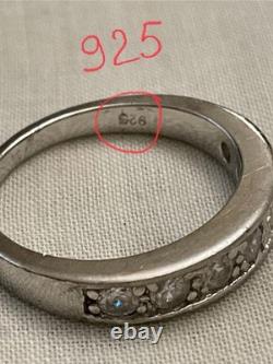 Ancienne Bague 1/2 Tour En Argent Massif, Topaze Blanche