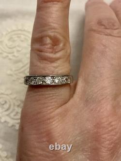 Ancienne Bague 1/2 Tour En Argent Massif, Topaze Blanche