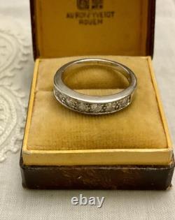 Ancienne Bague 1/2 Tour En Argent Massif, Topaze Blanche