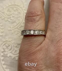 Ancienne Bague 1/2 Tour En Argent Massif, Topaze Blanche