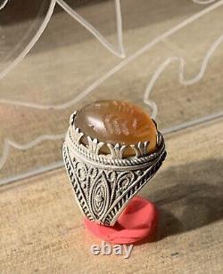 Ancienne Bague Afghane, XX, Argent Massif, Cornaline, Intaille Scorpion