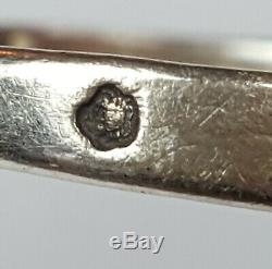 Ancienne Bague Argent Massif 925 Ambre Taille 56 Antique Sterling Silver Ring