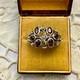 Ancienne Bague Argent Massif Grenat Et Perle Fine Poin&ccedil;on