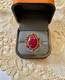 Ancienne Bague Argent Massif Imposant Rubis Et Corail Véritables Poinçon