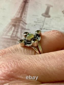 Ancienne Bague Argent Massif Opale Et 4 Citrines Véritables Createur