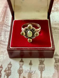 Ancienne Bague Argent Massif Opale Et 4 Citrines Véritables Createur