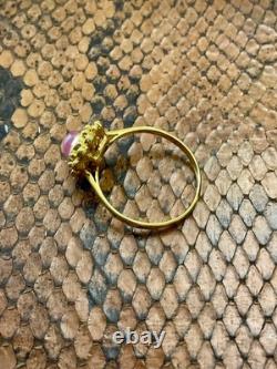 Ancienne Bague Argent Massif Or Véritable Rubis Cabochon Design