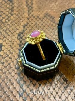 Ancienne Bague Argent Massif Or Véritable Rubis Cabochon Design