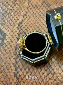 Ancienne Bague Argent Massif Or Véritable Rubis Cabochon Design